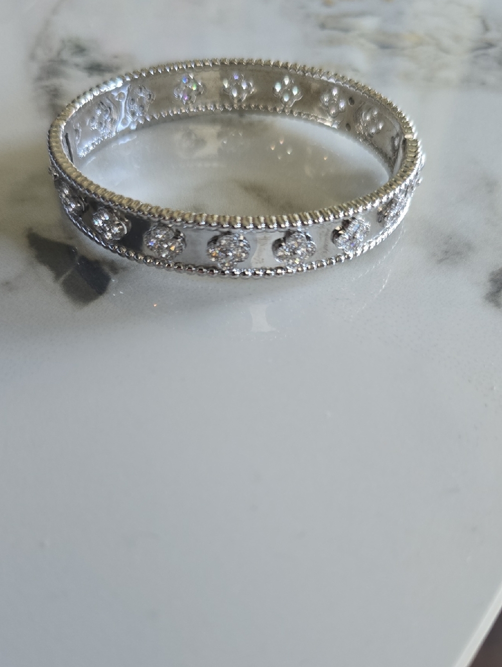 Silver Crystal Halo Band Ring - Women Jewelry